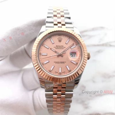 (EW) Replica Rolex Oyster Perpetual Datejust II 2-Tone Rose gold Pink Gold Dial Watch ETA3255